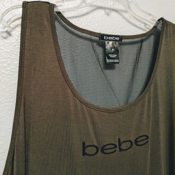 bebe Tops - Bebe Green w/Black Mesh Sport Tank 3X